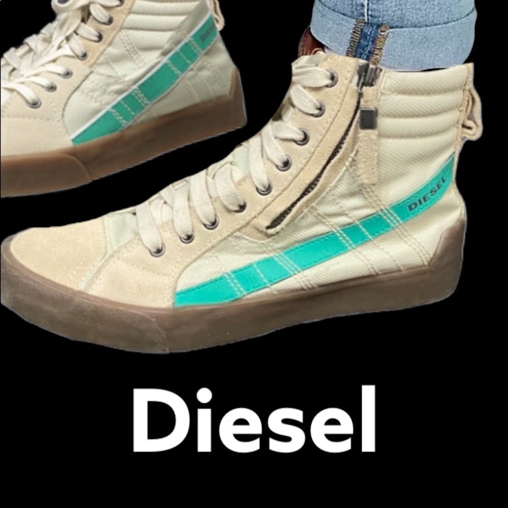 Diesel sneakers shoes fashion flat boot booties beige sand green designer